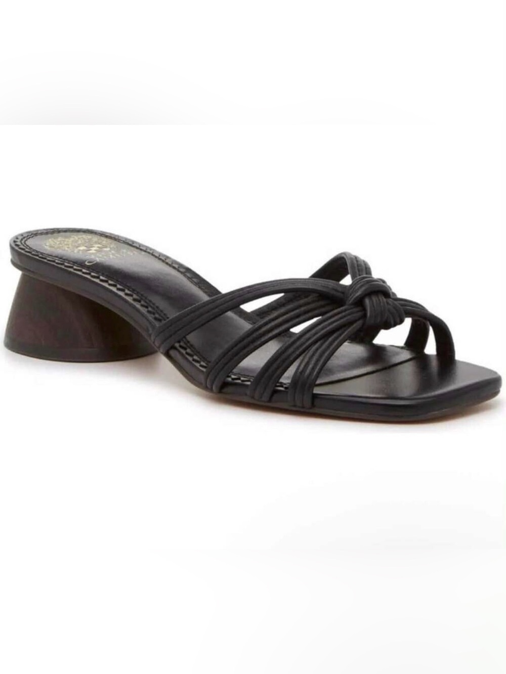 Vince Camuto Black Knotted Strap Slide Mules